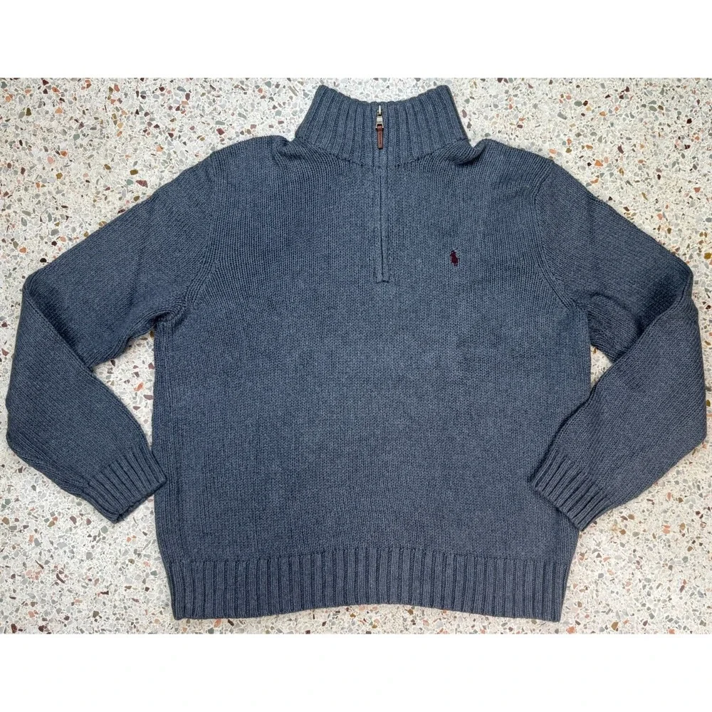 Polo by Ralph Lauren Vtg Exclusive of Decoration 1/4 Zip Men's‎ Sweater Size XL